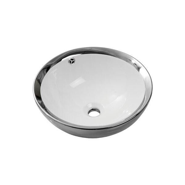 Newart Yuvarlak Çanak Lavabo-Dışı Krom-İçi Beyaz 5010CR-W (WOR.L043.CR-W)