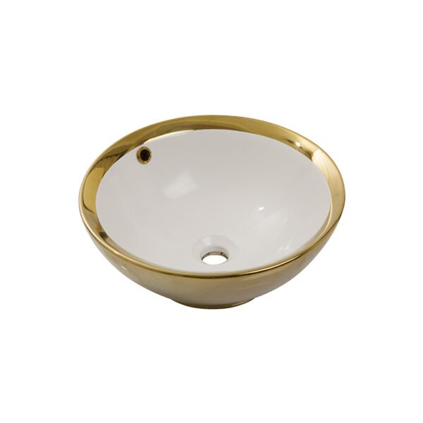 Newart Yuvarlak Çanak Lavabo-Dışı Altın - İçi Beyaz 5010G-W (WOR.L043.G-W)